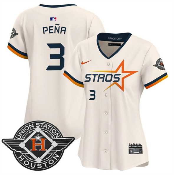 Womens Houston Astros #3 Jeremy Pena Cream 2025 City Connect Limited Stitched Jersey Dzhi